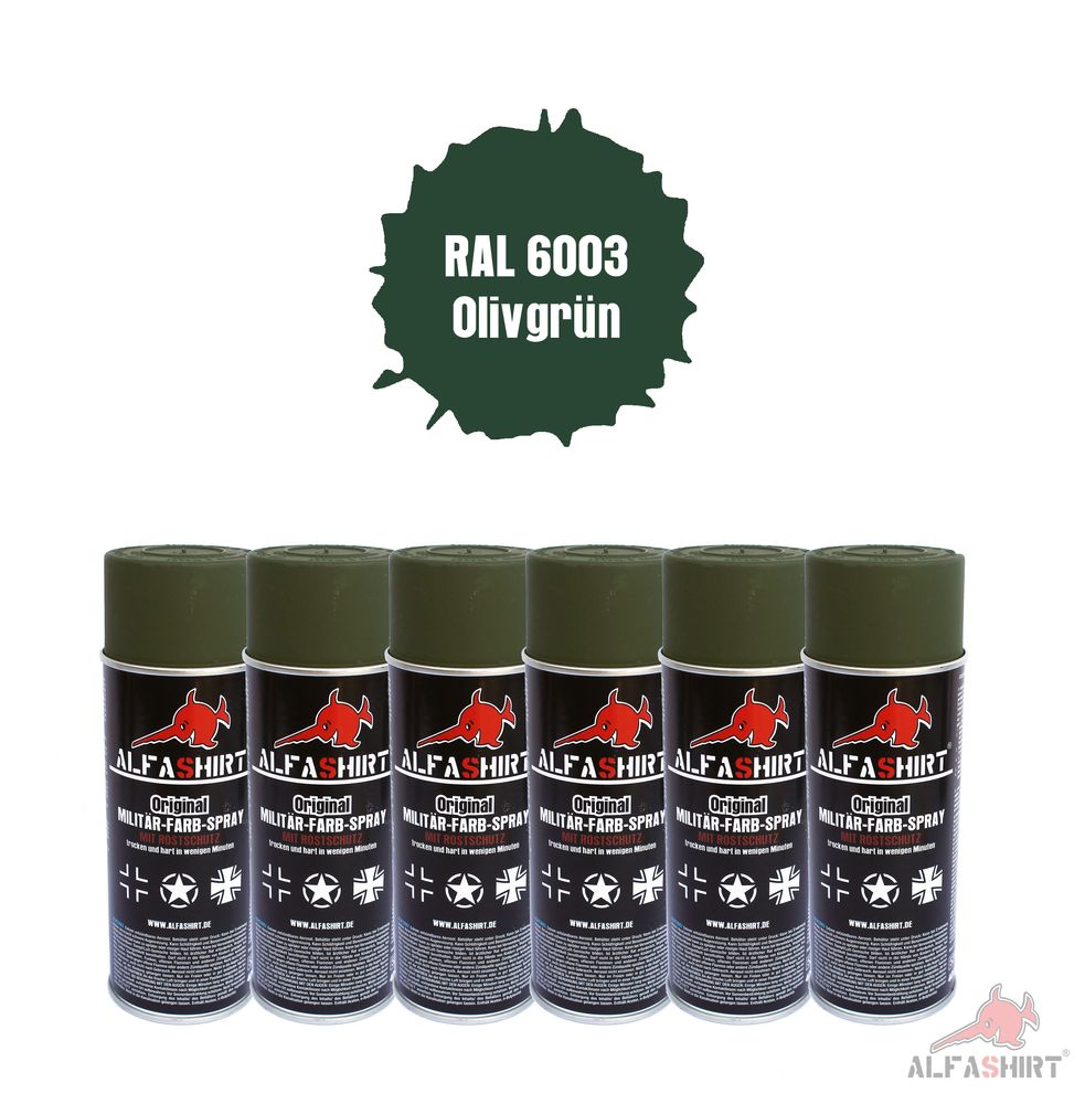 Ral 6003 NVA DDR Set x6 Farbspray Olivgrün- Apfelgrün Stahlhelm #25395