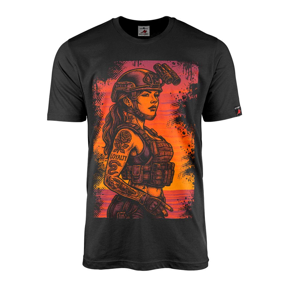 Summer tactical operator tattoo girl military veteran leisure T-shirt #46464
