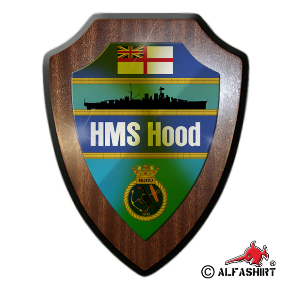 Heraldic shield HMS Hood Royal Navy Ship Navy England Great Britain # 15159