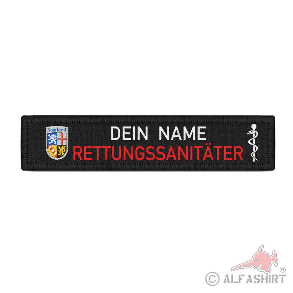 Rettungssanitäter Saarland Namen-Schild Patch Feuerwehr Rettungdienst RS #40749