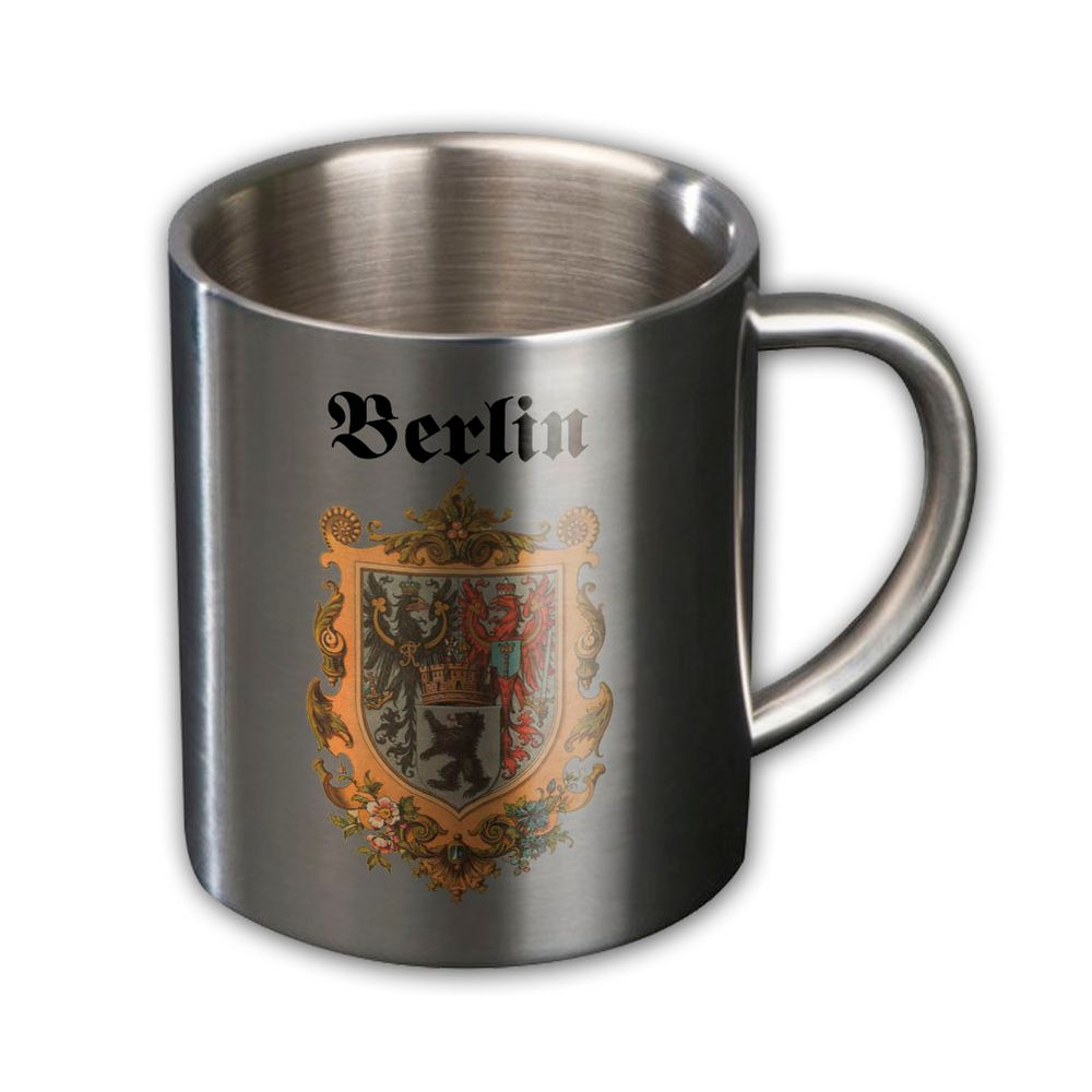Metall Becher Berlin Preußische Provinz Kaiserreich Edelstahl Tasse #9487