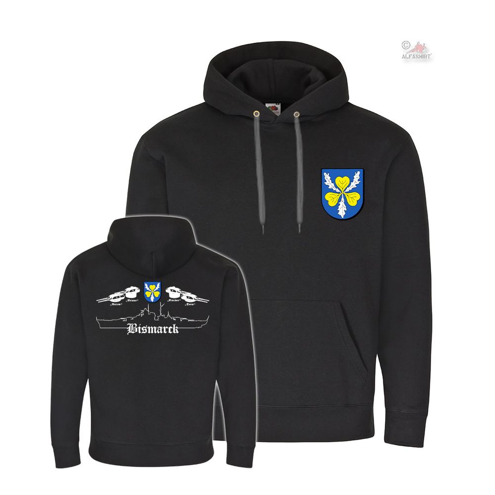 Hoodie Schlachtschiff Bismarck 1939 Marine Türme Abzeichen Atlantik See #37383