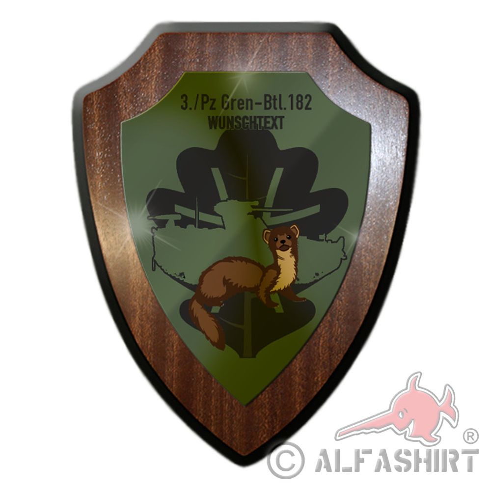 Heraldic shield 3 PzGrenBtl 182 PERSONALIZED Desired text Wappen Bundeswehr # 37380