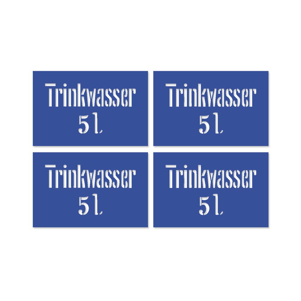 Lackierschablonen Aufkleber Trinkwasser 5l für Alu Flasche 10x6cm A5000