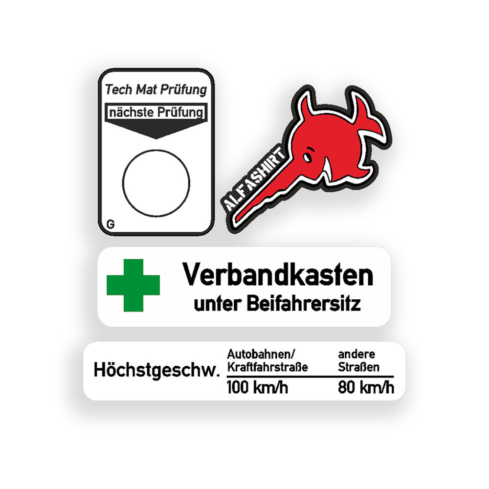 BW Mil Kfz Amaturen Aufkleber Set 2 Tech Mat Prüfung Verbandkasten #A6020