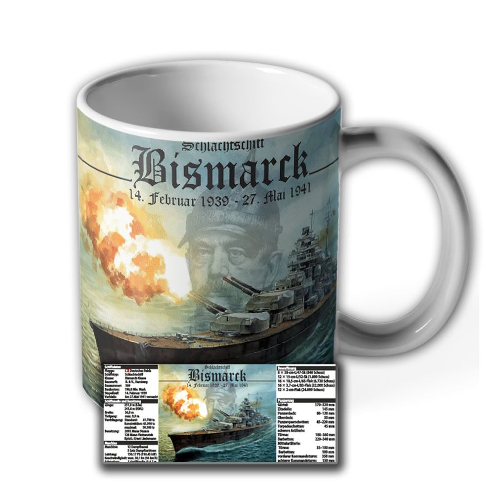 Bismarck mit Daten Schlachtschiff  Marine Wappen Tasse #3270