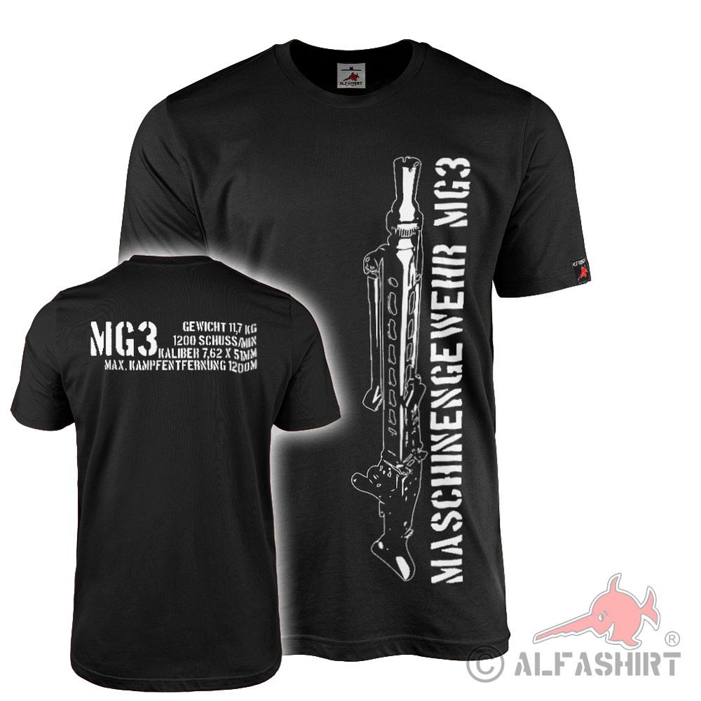 T-Shirt MG3 Maschinengewehr mit Daten #5847
