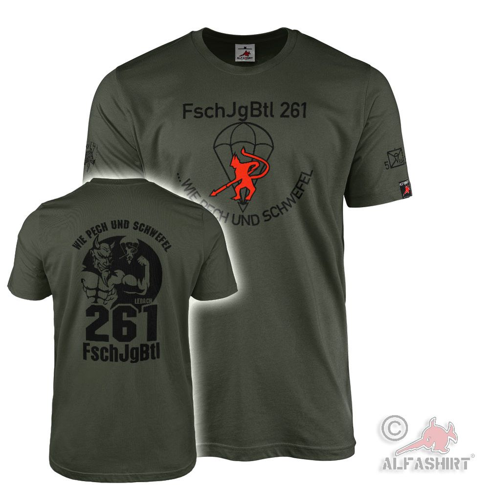 T Shirt FschJgBtl Fallschirmjägerbataillon 261 Wie Pech und Schwefel 5 #45591