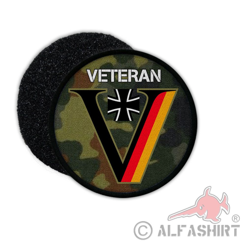 Aufnäher Veteran Bundeswehr Flecktarn Auslands Einsatz V Abzeichen  #27811
