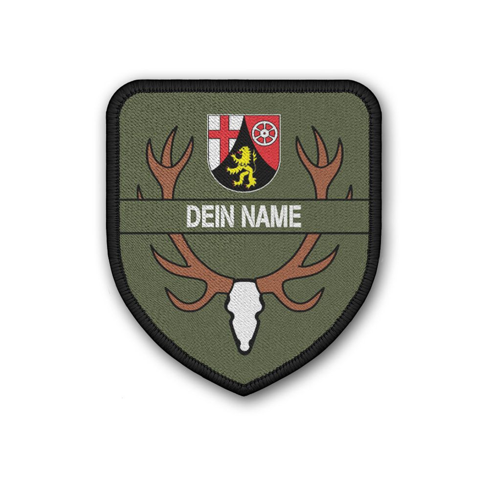 Patch personalisierbar Rheinland Pfalz Geweih Jagd Jäger Wald Forstschutz #46771