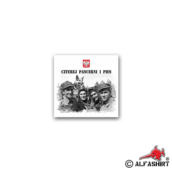Sticker Czterej pancerni i pies Four tank soldiers Poland 7x7cm A2636