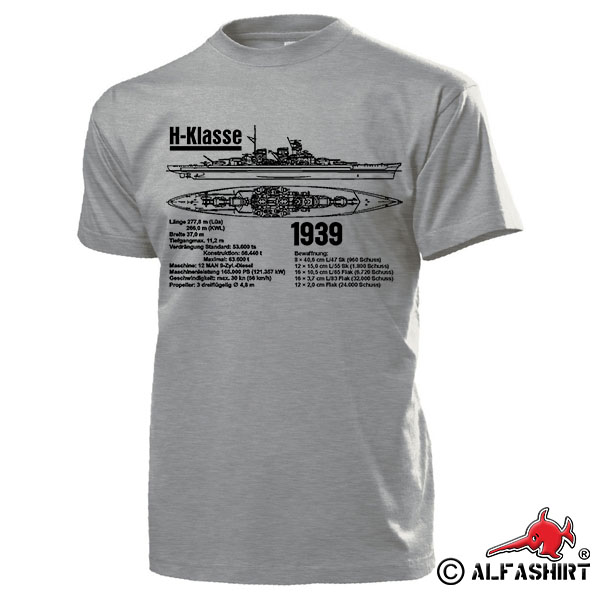 H-Klasse Schlachtschiff Z-Plan Schiff Marine Prototyp Zeichnung T Shirt #15369
