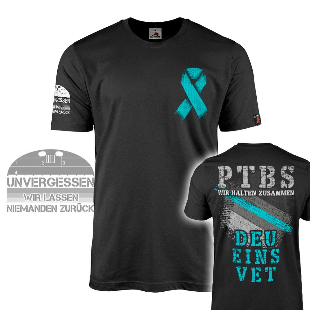Unvergessen PTBS wir halten zusammen  Schleife Bundeswehr Einsatz T Shirt#45295