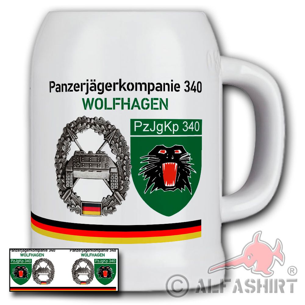 Beer mug PzJgKp 340 Panzerjägerkompanie Wolfhagen Jäger Pommern Kaserne #40100