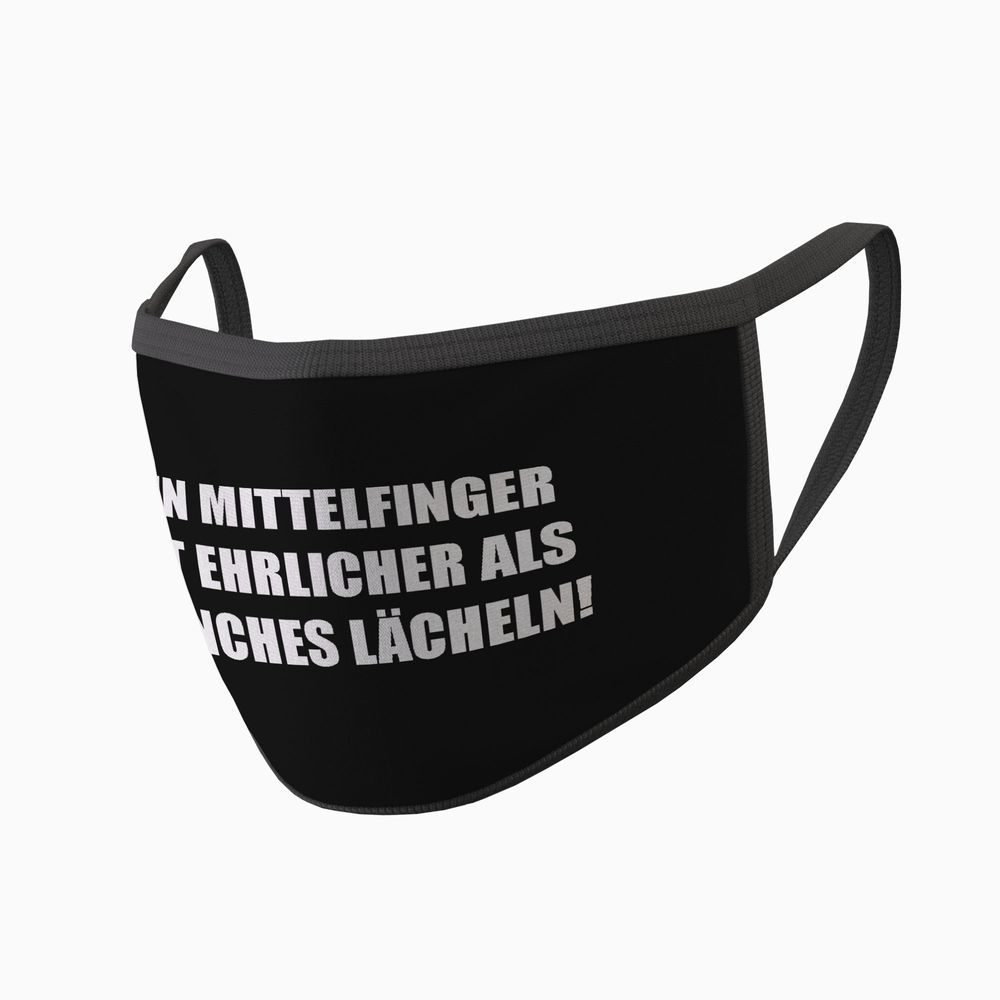 Mouth mask MITTELFINGER smile saying fun humor shopping printed # 34648