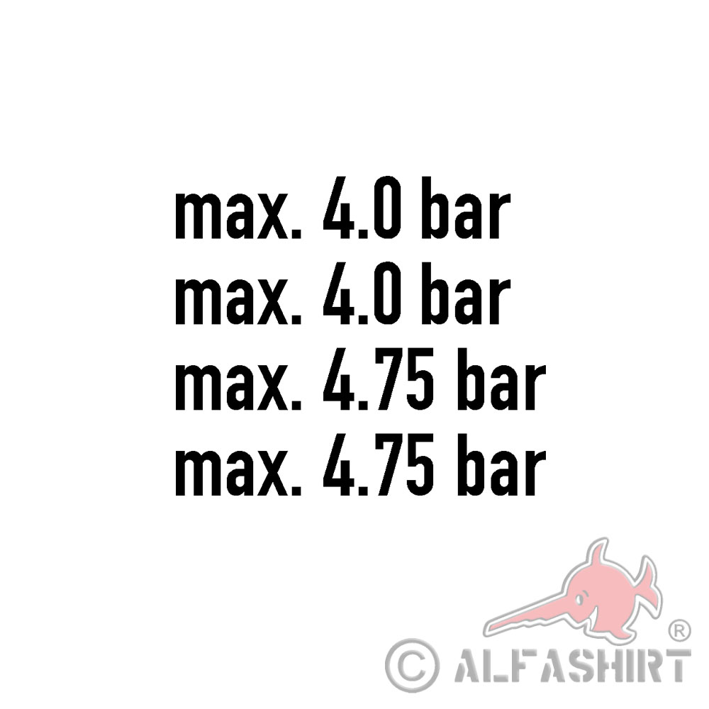 Sticker tire pressure 4.0 4.75 bar wheel loader truck excavator air pressure 4x4cmx23cm # A5778