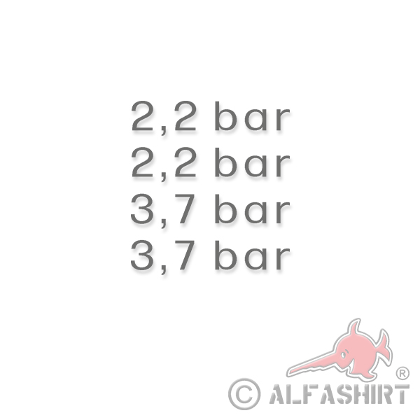 Tire Pressure Set in bar Fender Sticker Auto KFZ Bundeswehr 1.65cmx7.5cm # A4147