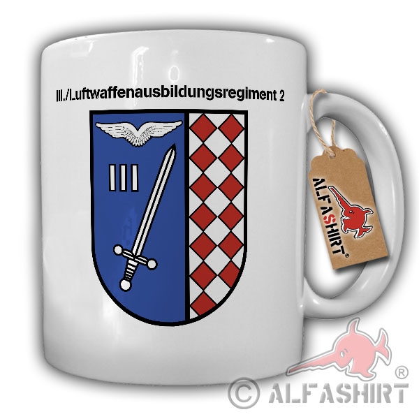 Tasse III Luftwaffenausbildungsregiment 2 Wappen Abzeichen BW Ulmen #17733