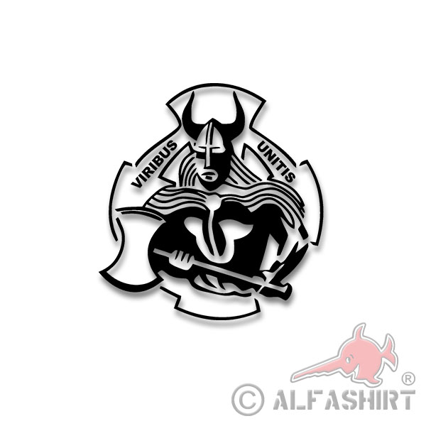Wikinger mit Axt Viribus Unitis PzBtl 383 Aufkleber Sticker 20x19cm#A4287