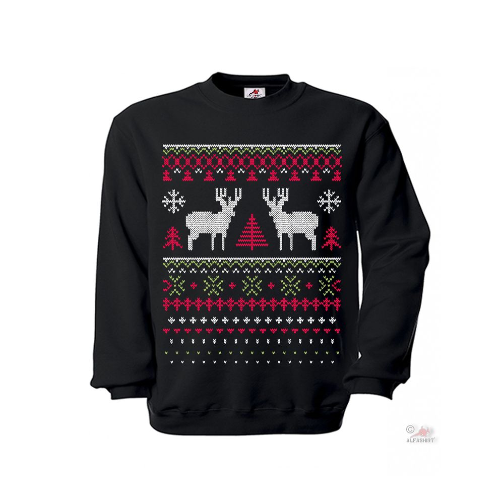 Pullover Winter Rehntier Weihnachten Rehntiere Rotwild Wald Strickmuster #35820