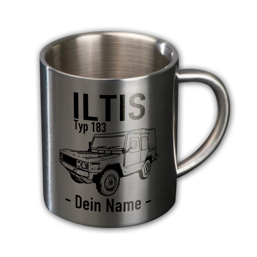 Metallbecher Iltis personalisiert Geländewagen Bundeswehr Typ183  #39156