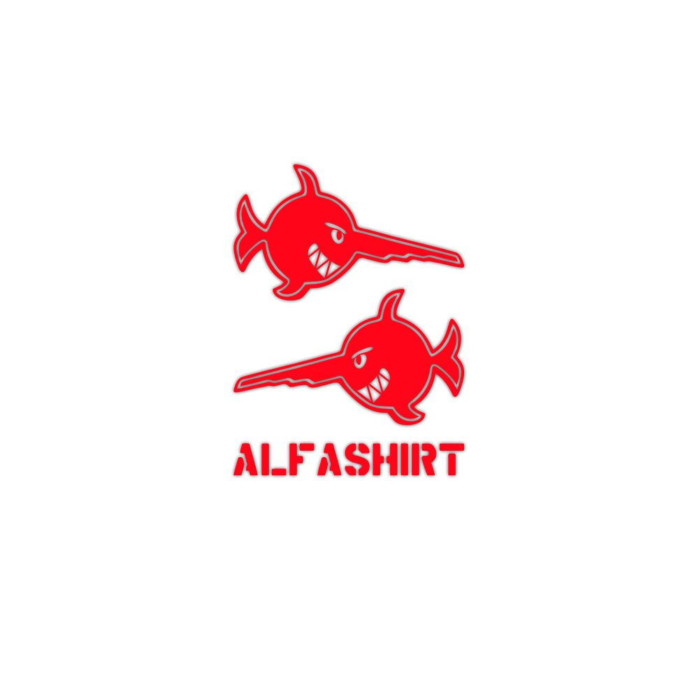 Bad ALFASHIRT swordfish red submarine U96 fish sawfish 2x 10x6cm # A5525