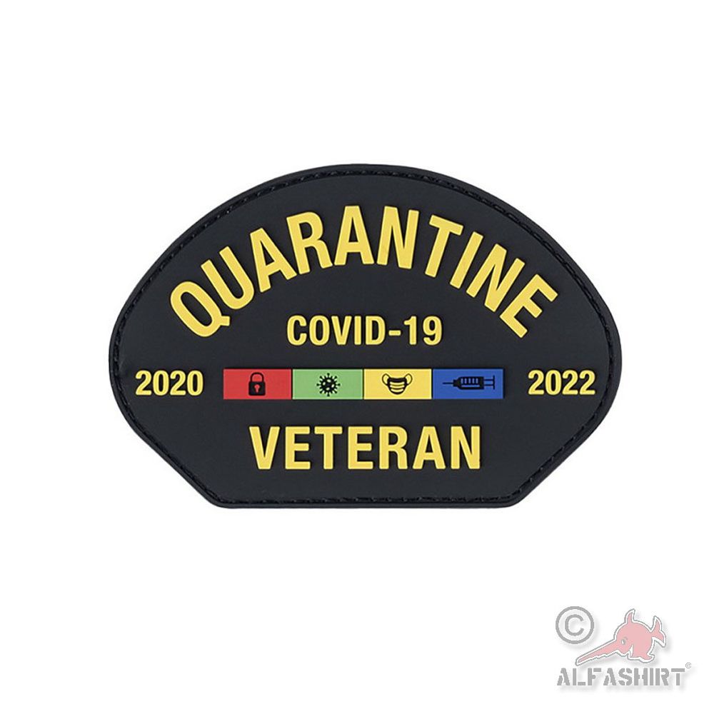 3D Rubber Patch 10x7cm Quarantäne Covid-19 Veteran 2020 2022 Humor#45787