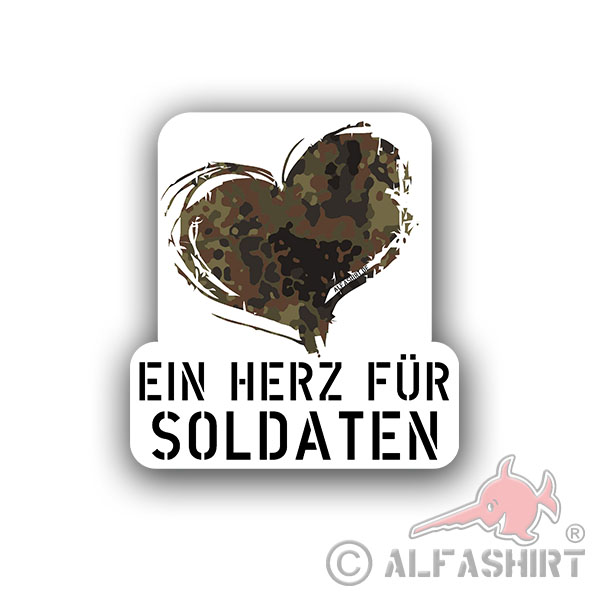 A heart for soldiers Bundeswehr Flecktarn Sticker Sticker 10x9cm # A4353