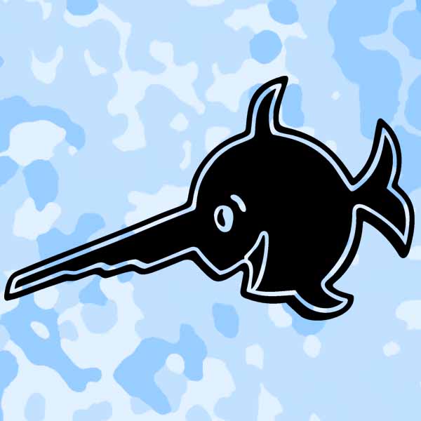Sticker Swordfish Sawfish Submarine 96 Badge 10x6cm # A048