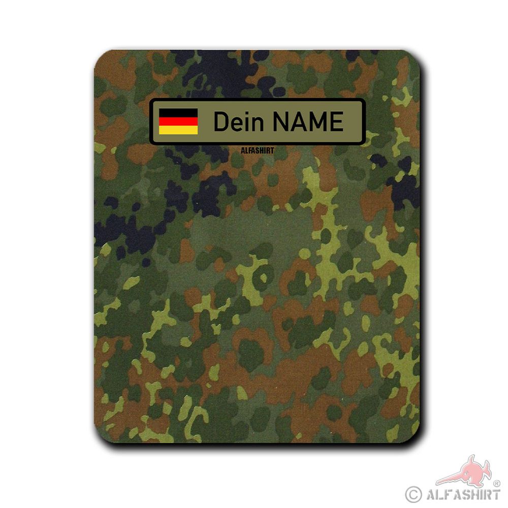 Mousepad BW Flecktarn with your name Bundeswehr name plate name # 41113