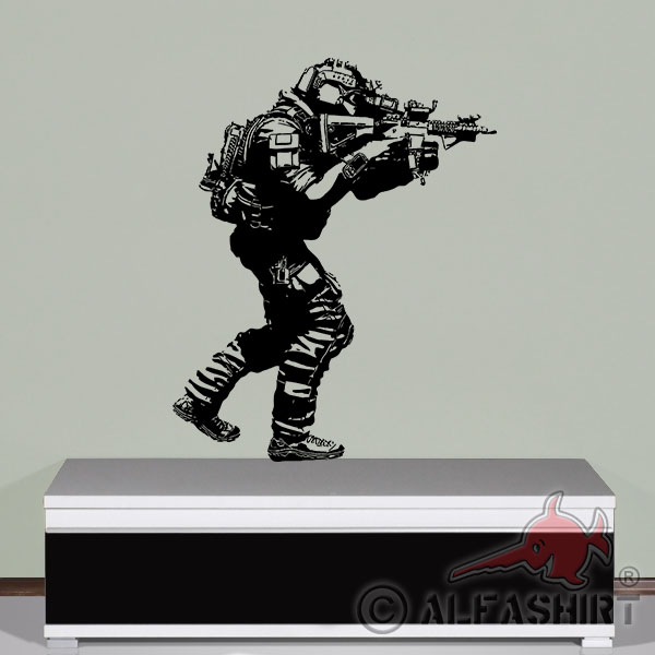 Wall decal Elite Soldier Ar15 US Navy Seals Airsoft sticker 72x58cm # A5599