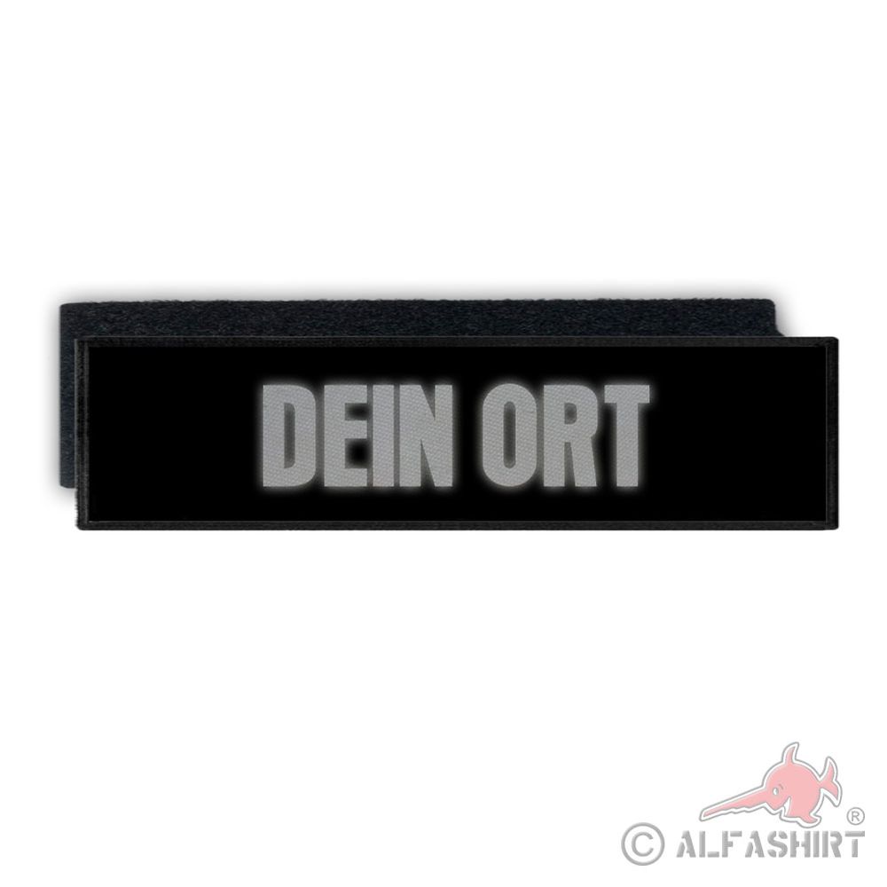 Rückenpatch personalisiert schwarz reflektierender Text Reflektion #41541