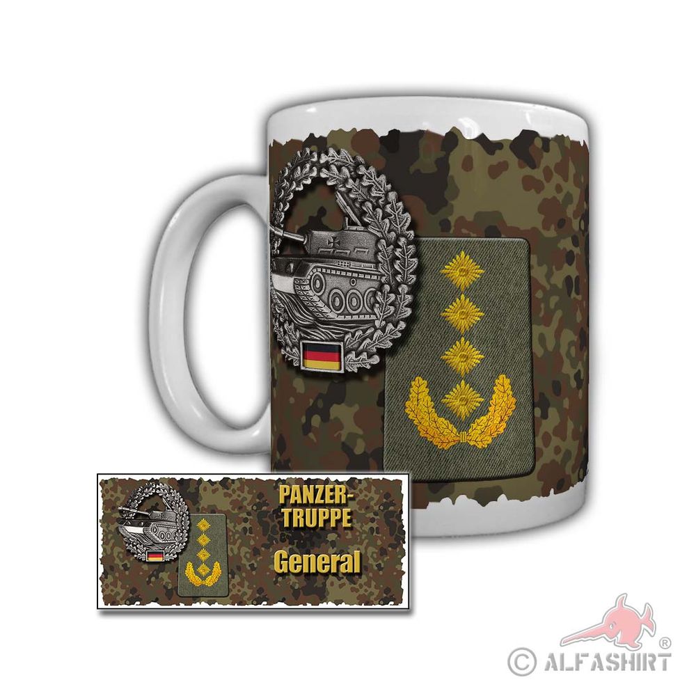 Tasse Panzertruppe General Panzer Leopard Richtschütze Rangabzeichen #29921