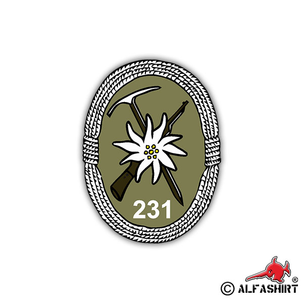 Sticker GebJg 231 Gebirgsjägerbataillon Bundeswehr Coat of Arms 5x7cm A1200