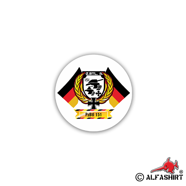 Aufkleber/Sticker PzBtl 151 Panzerbataillon BW Heer Militär Armee 7x7cm #A2354