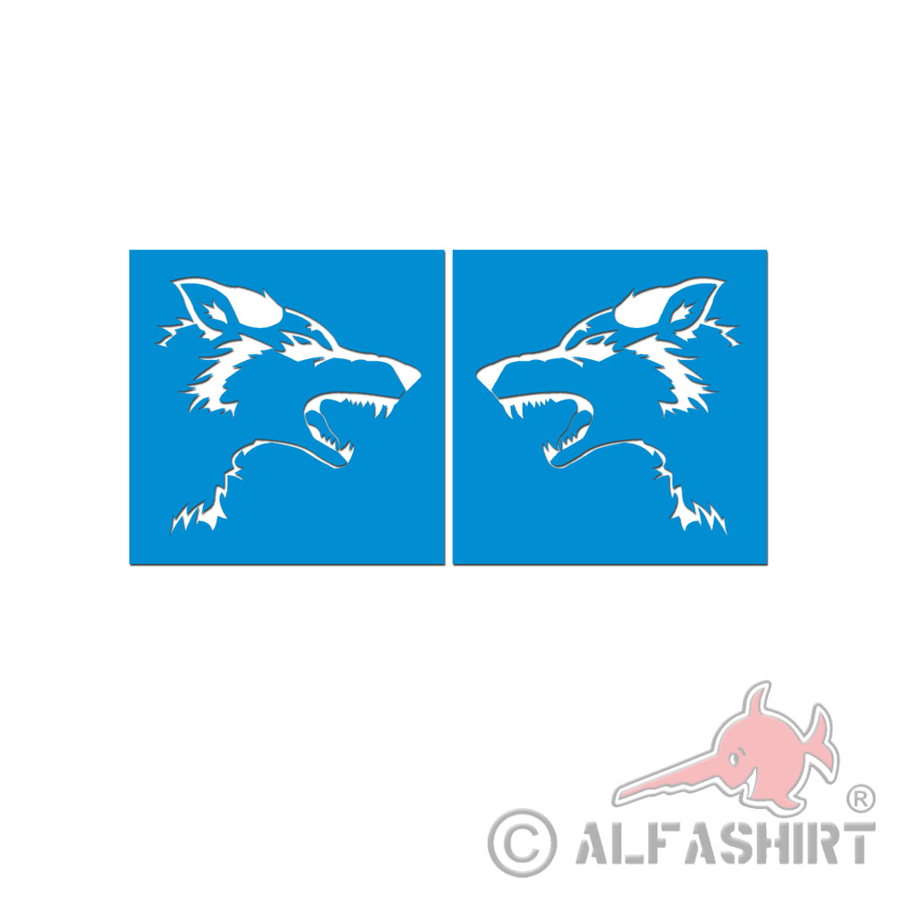 Lackierschablone Wolfs Kopf links rechts Rudeltier Aufkleber 2x 25x25cm#A5675
