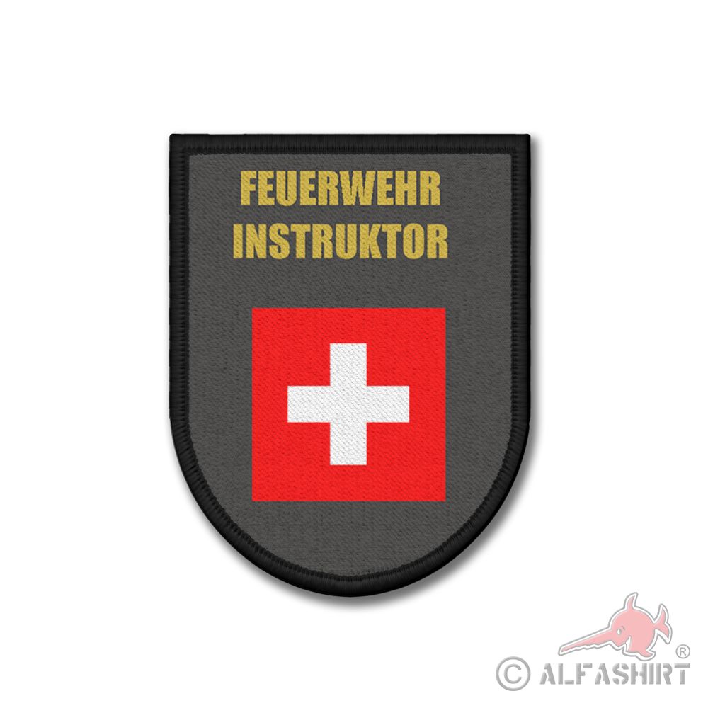 Patch Feuerwehr Instruktor Schweiz Schweizer Feuerwehr Abzeichen 9x7cm#37270
