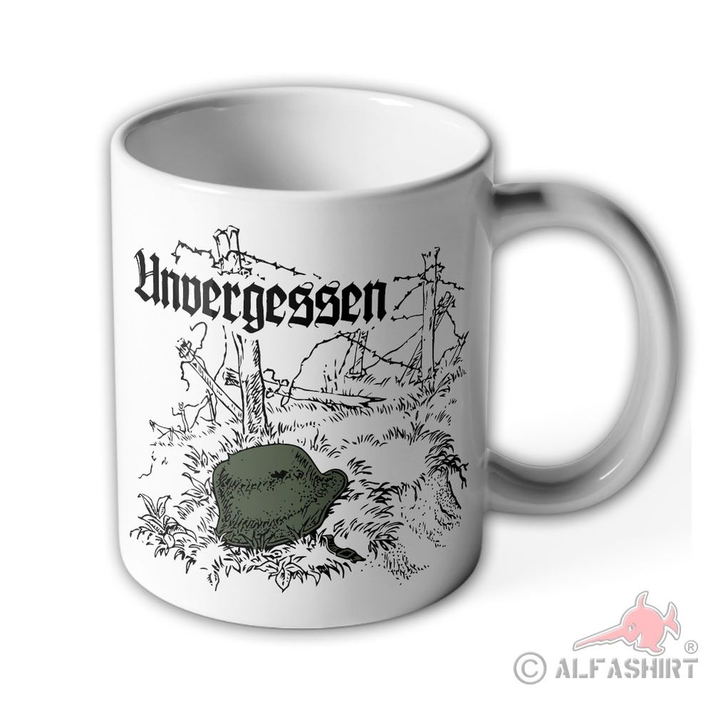 Tasse Gefallene Soldaten UNVERGESSEN Deutsche Stahlhelm Heer #43422