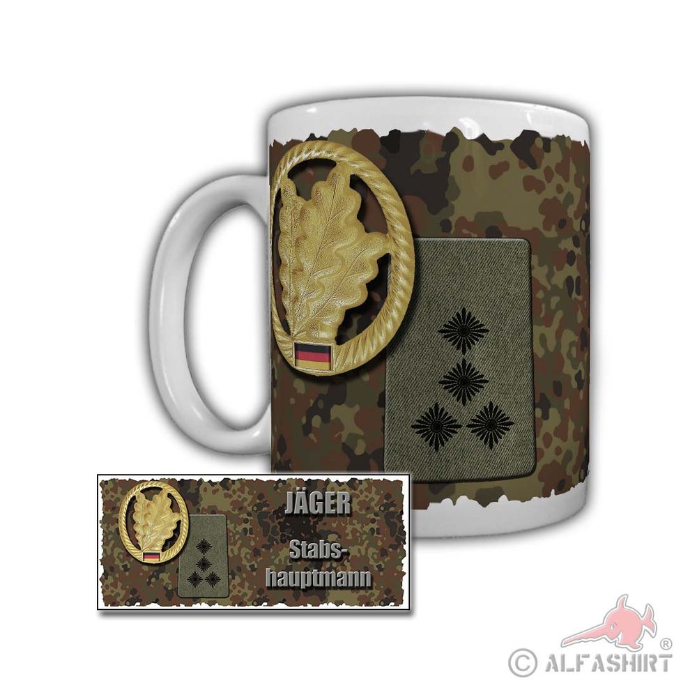 Tasse Jäger Stabshauptmann Rangabzeichen BW Dienstgrad StHptm SH OF 2 #29722