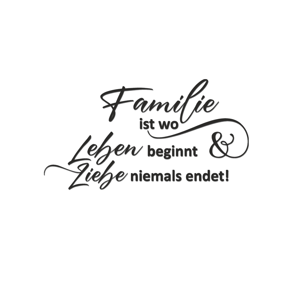 Wandtattoo Familie ist, wo Leben beginnt und Liebe niemals endet 85x45 cm #A5947