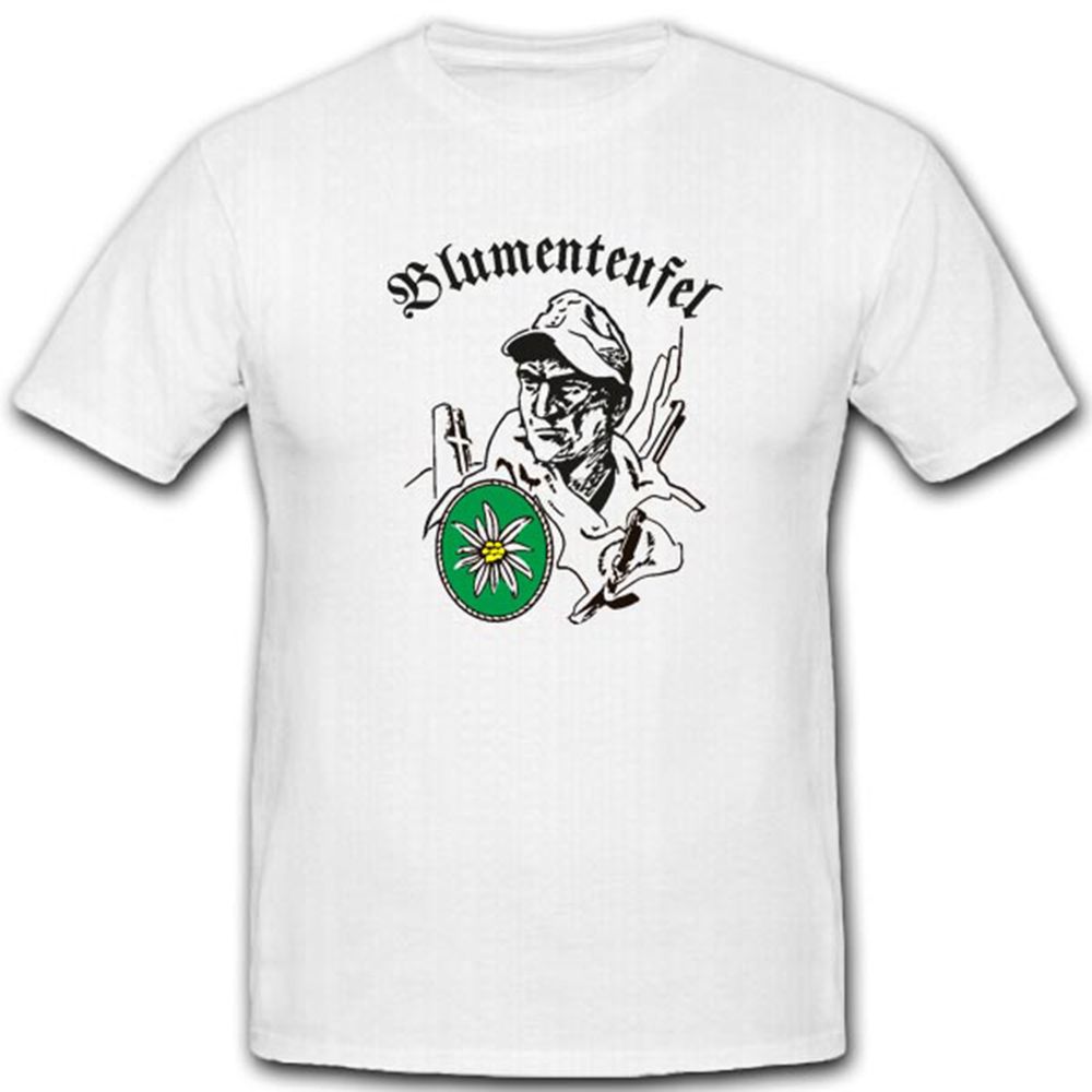 Blumenteufel Gebirgsjäger Wh Wk Militär GebJg Edelweiß Heer - T Shirt #3640