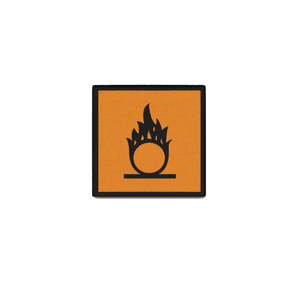 Patch 40x40mm Danger symbol Oxidising O container Combustion Fluorine #42761