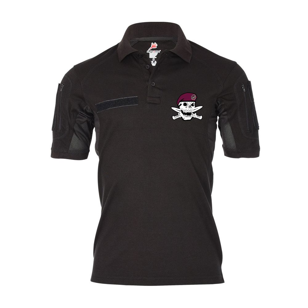 Tactical Poloshirt Fallschirmjäger Barett Bordeaux Abzeichen Skull Schädel#46780