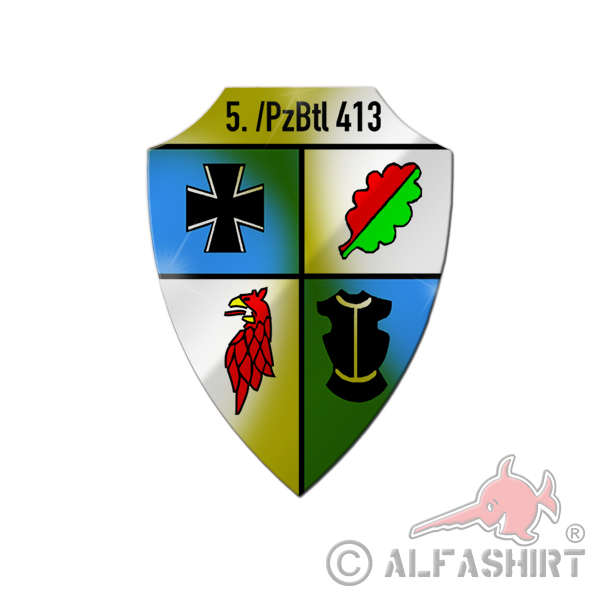 Aluschild 5 PzBtl 413 BW Einheit Specht Kompanie Stab Wappenabzeichen  #26040