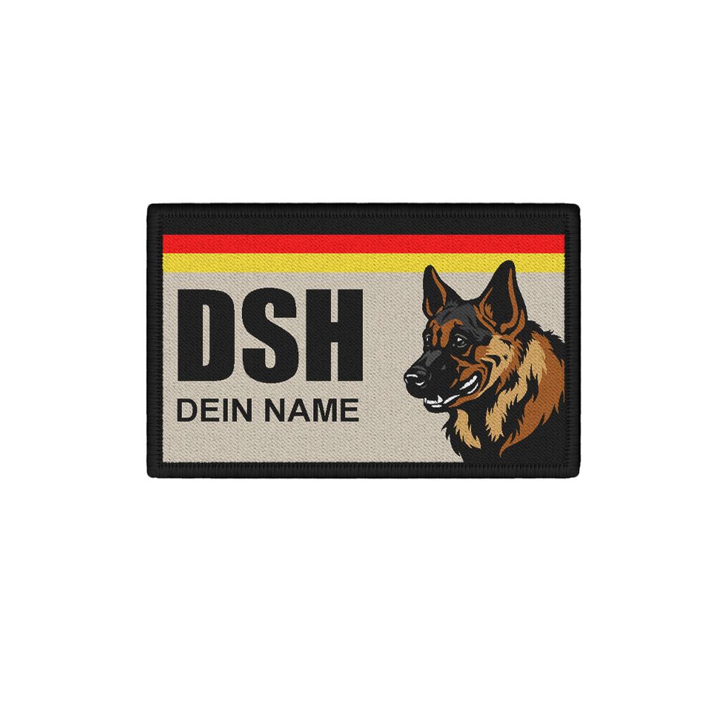 Patch Deutscher Schäferhund Name DSH Deutscher Hund Klett 9,8x6cm#36407