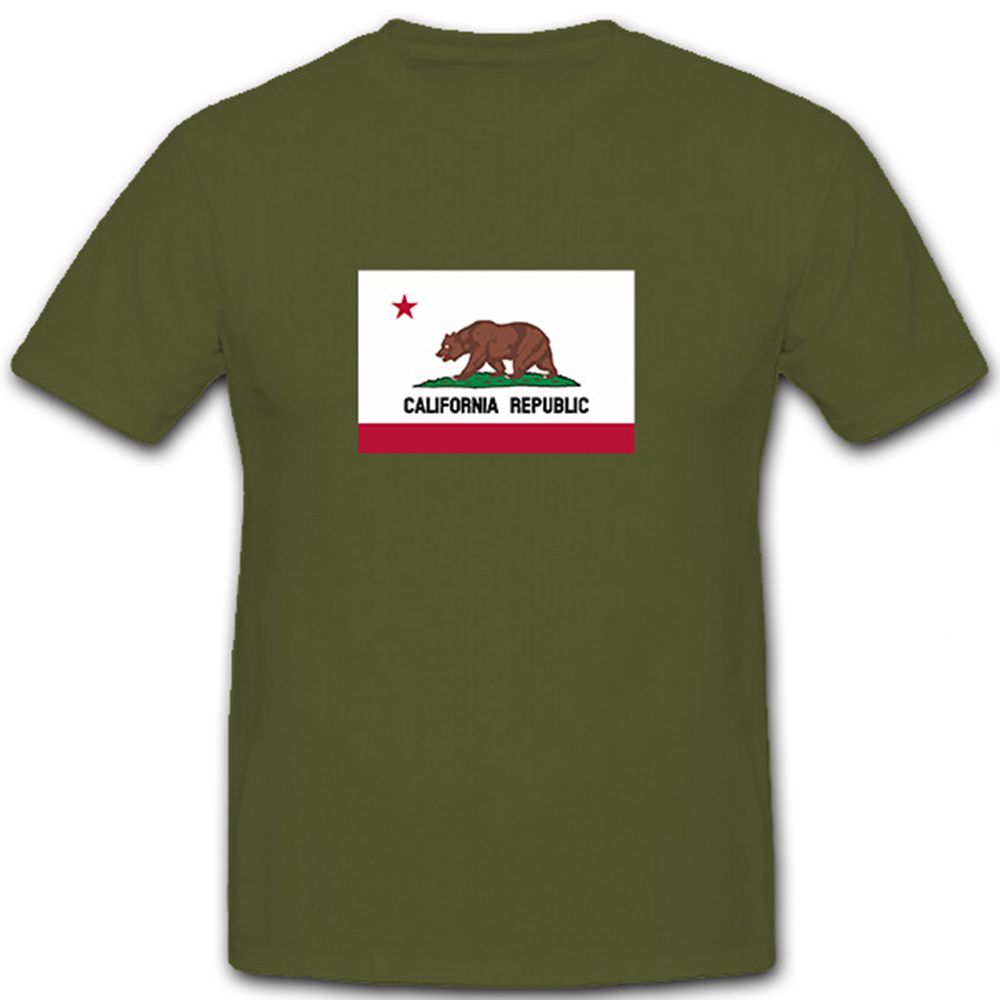 Californai Republic Bär Stern Rot USA Flagge Fahne - T Shirt #9541