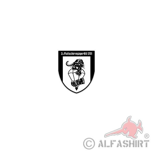 Aufkleber/Sticker 3 Fallschirmjägerbataillon 251 FschJg Luftlandebrig 6x7cm A3435