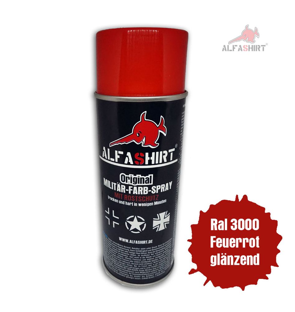Farbspray Ral 3000 Feuerrot glänzend Signal Farbe Notaus Verbot DIN 4844 #25379