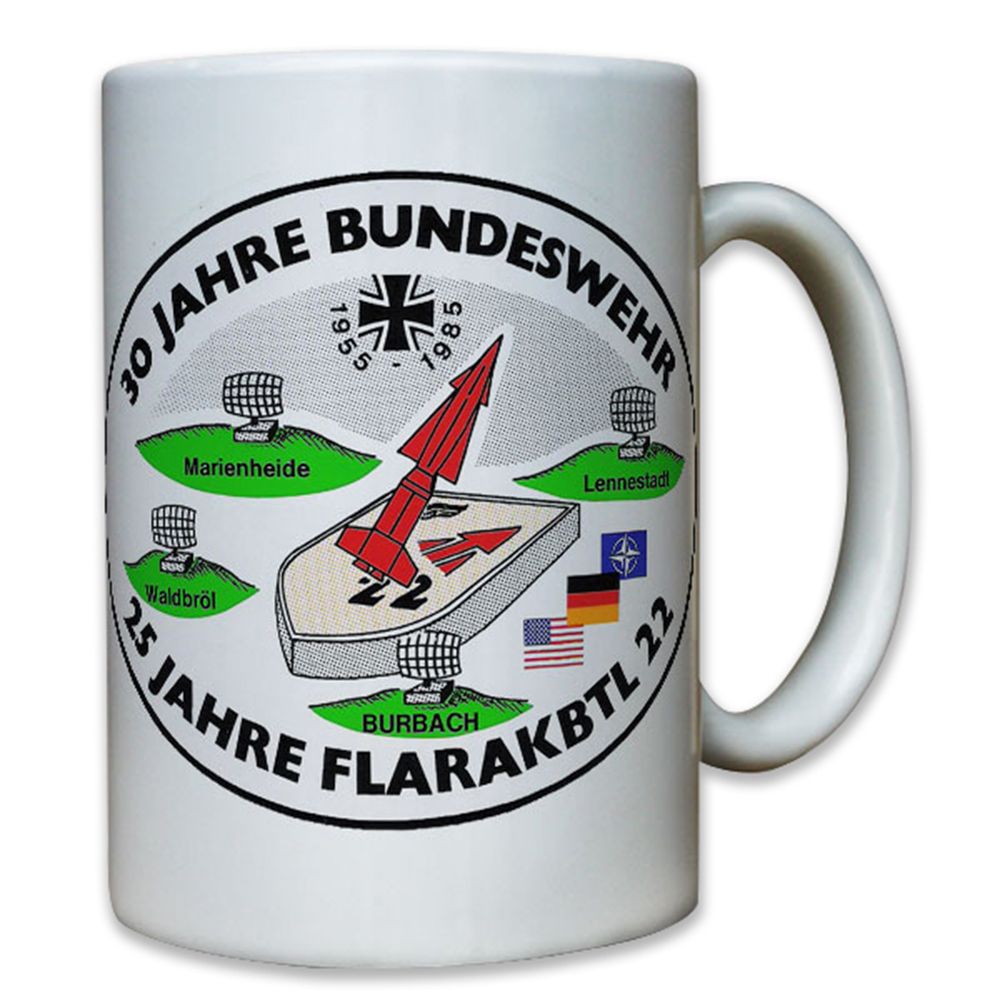 30 Jahre FLARAKBTL 22 Bundeswehr Luftwaffe Waldbröl Marienheide - Tasse #8043
