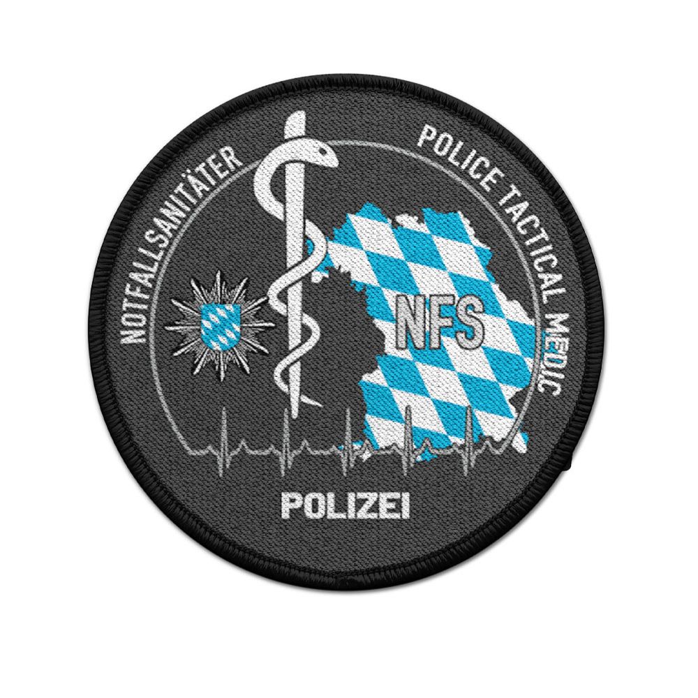 Patch rund 9cm Bayern Notfallsanitäter NFS Raute blau weiß Äskulap #43686